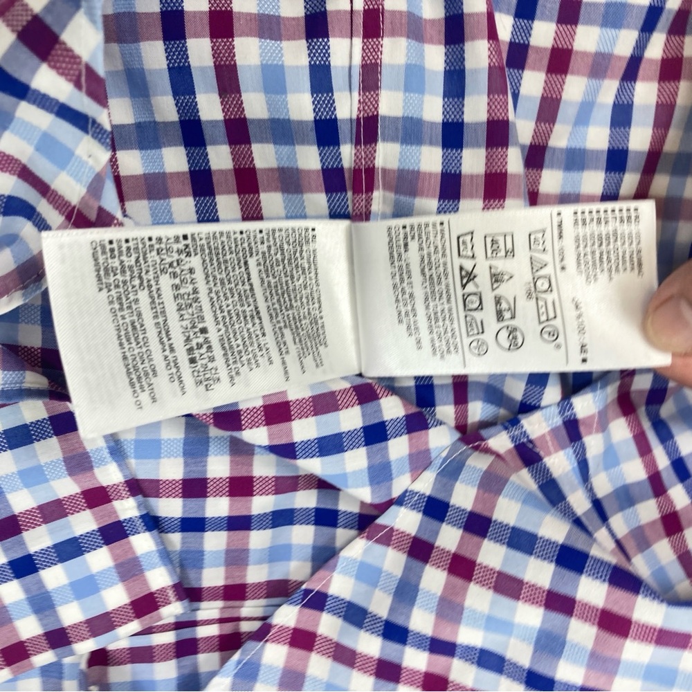 Banana Republic No Iron Slim Fit Men’s Dress Shirt Size Large Blue & Red Plaid - Picture 14 of 15